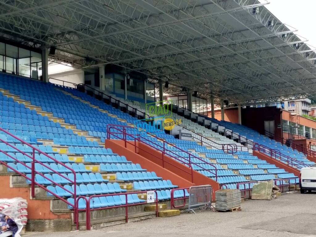 como lavori stadio sinigaglia seggiolini e campo nuovo erba sintetica