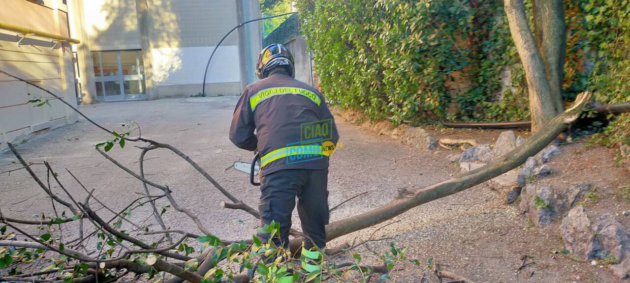 Il forte vento oggi a Como: danni ed interventi dei Vigili del Fuoco