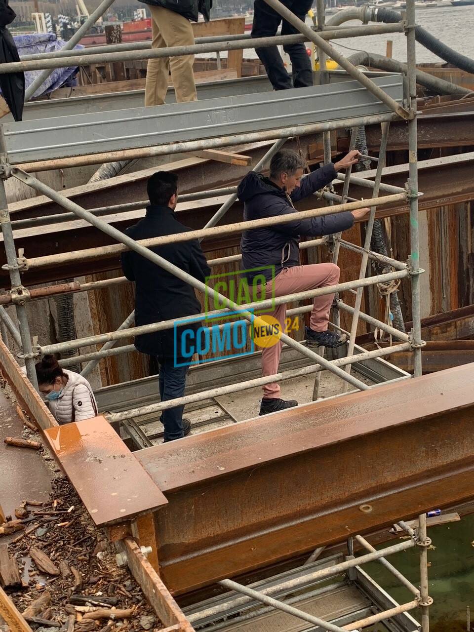 cantiere paratie di como, visita oggi del presidente fermi e dell'assessore foroni per punto lavori