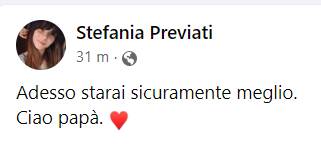 post su facebook stefania previati per scomparsa del padre vittorio