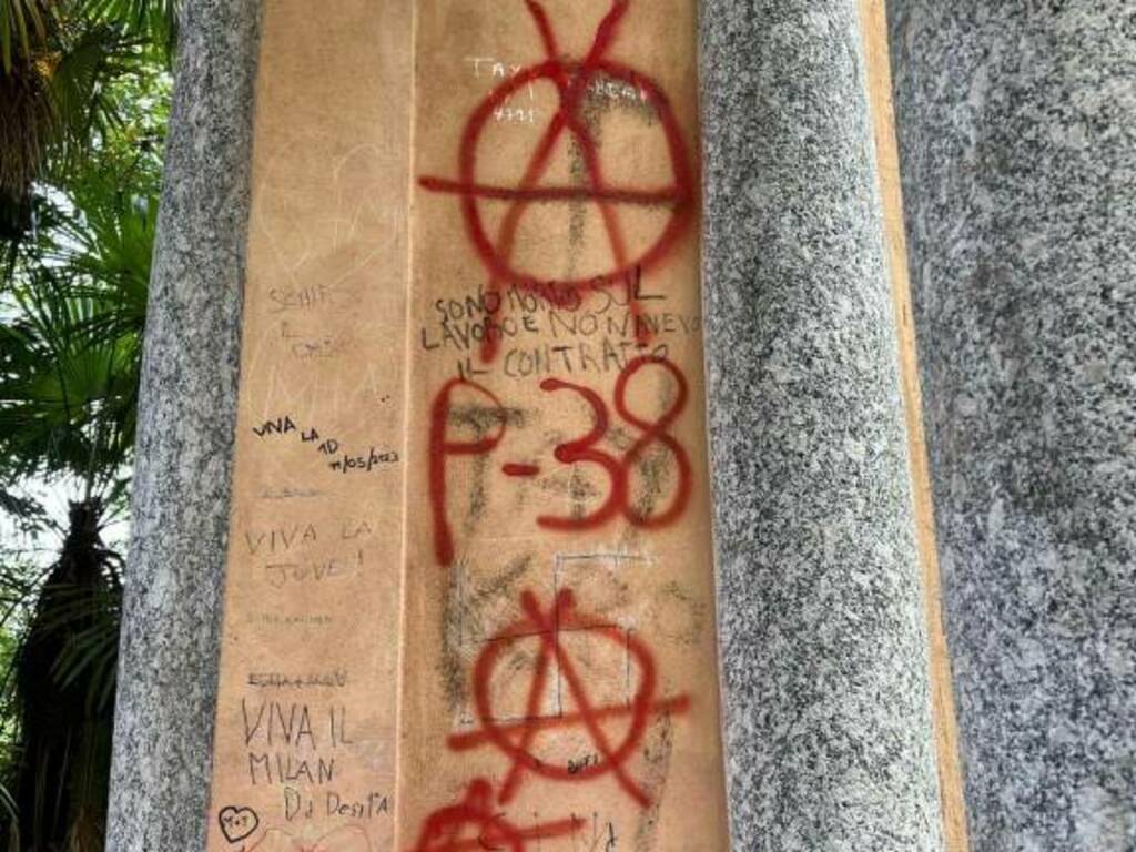 scritte anarchiche e minacce di morte con p38 erba tempietto del parco majnoni