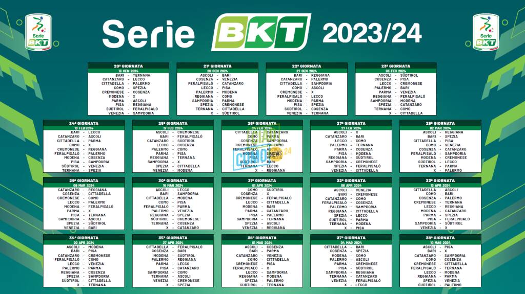 calendario completo serie b di calcio nuova stagione