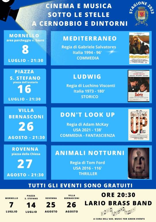 Cinema and music under the stars at Cernobio