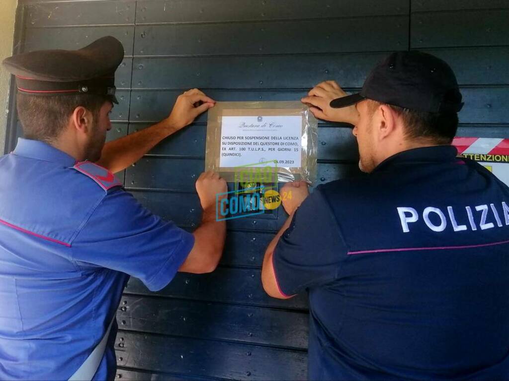 chiusura bar di porlezza da parte della polizia per risse e minacce tra avventori agenti di spalle