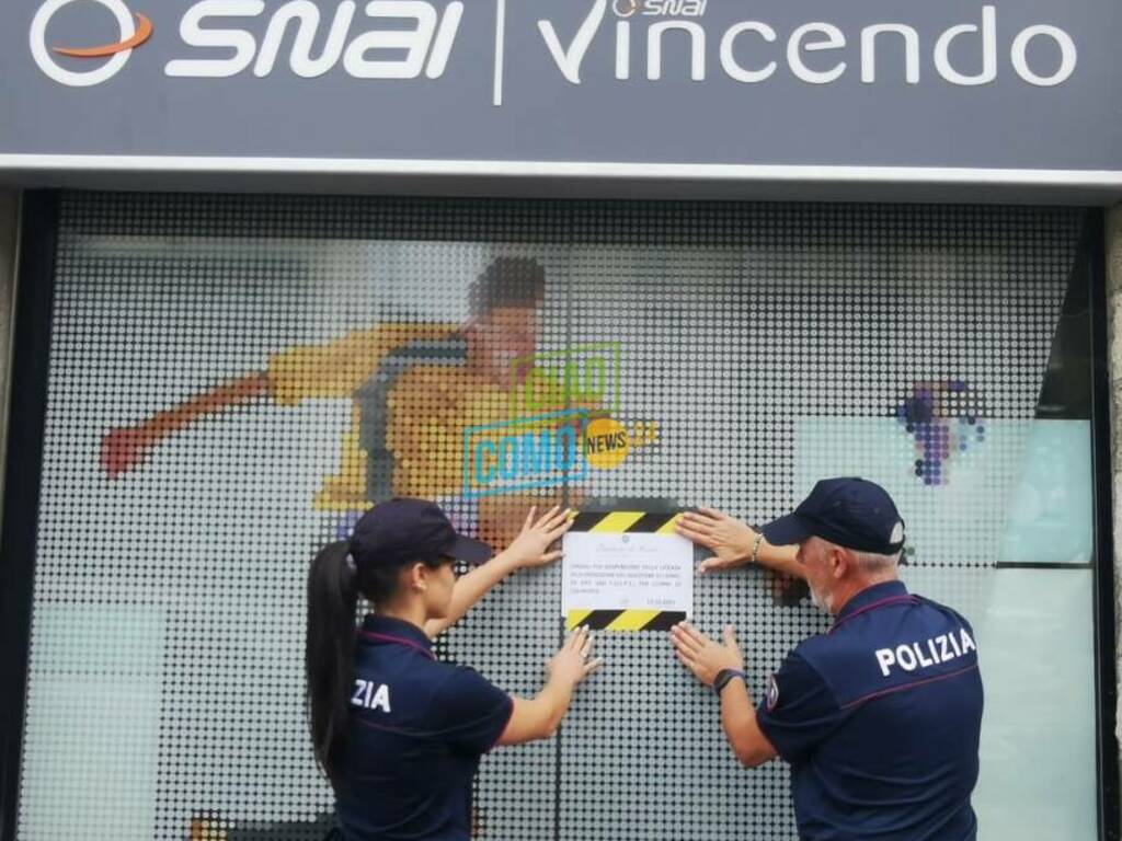 polizia mette sigilli sala scommesse piazza della tessitrice como per violazioni amministrative