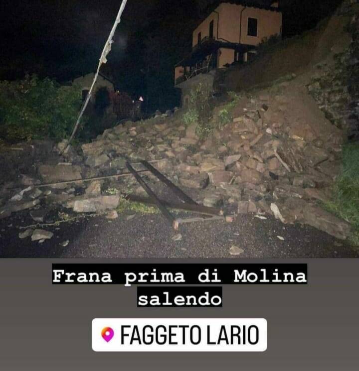 frana a molina di faggeto strada bloccata