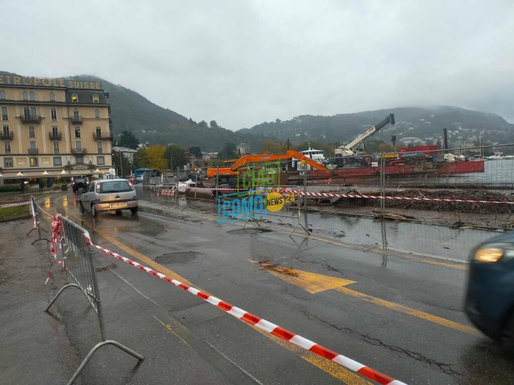 polizia locale riapre lungolago traffico auto dopo esondazione passaggio prime auto