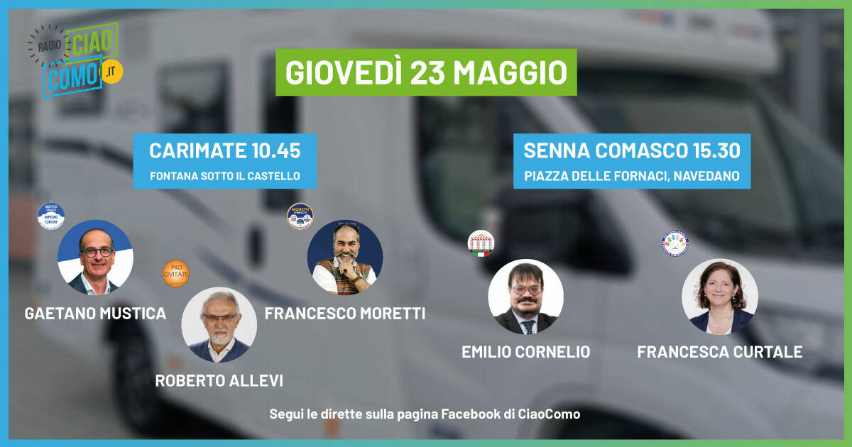 tour ciaocomo il programma di oggi giovedì 23